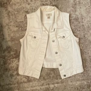 Loft white sleeveless jeans jacket